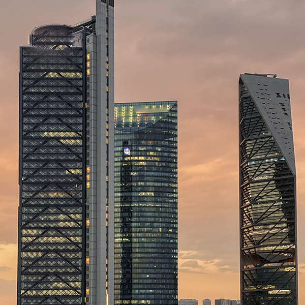 View of buildings with accessible and inclusive offices for people with disabilities.